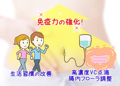 生活習慣の改善と腸内フローラの乱れ改善で免疫力の強化！！